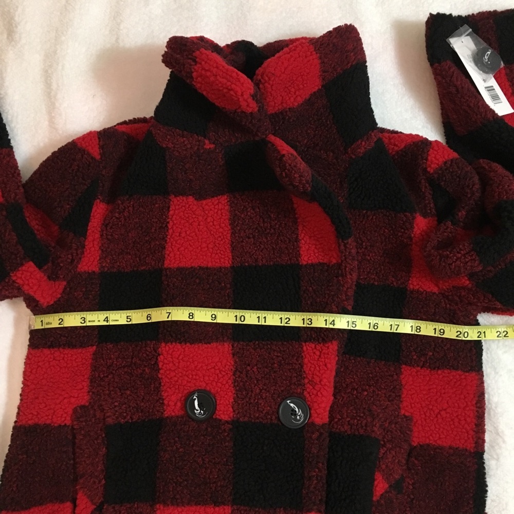 French Connection Plaid Faux Fur Teddy Coat - Picture 7 of 8